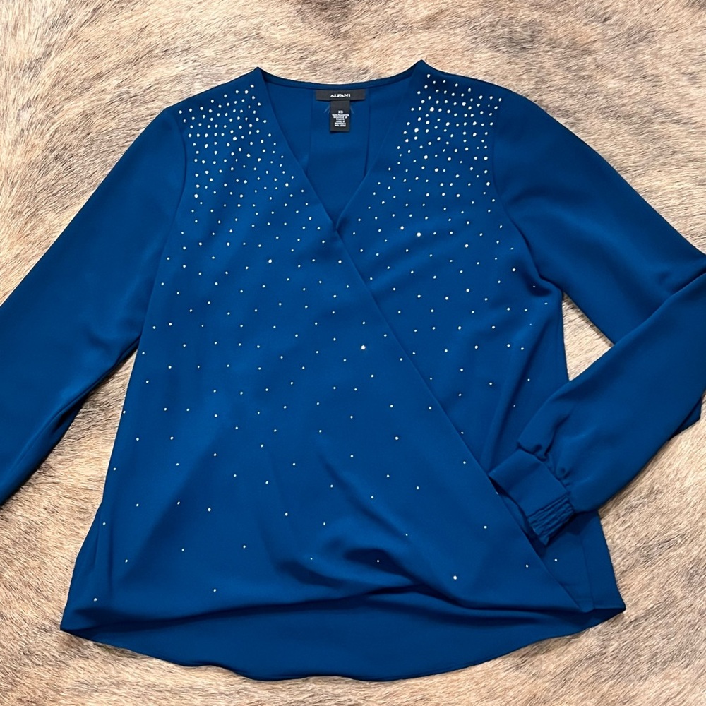 Alfani Royal Blue Embellished Blouse
